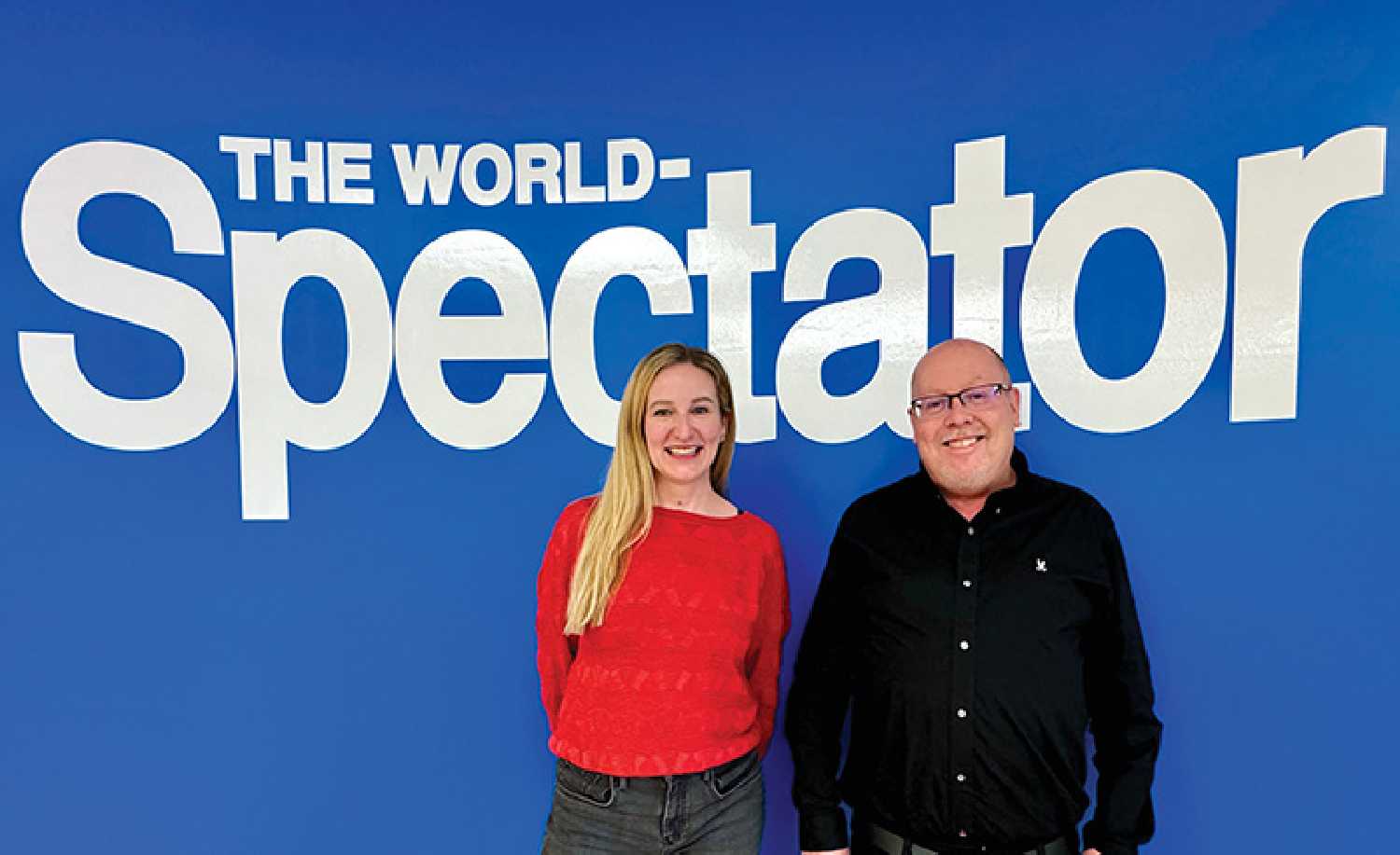 Tanya Birkbeck and World-Spectator editor Kevin Weedmark at the World-Spectator office last week.